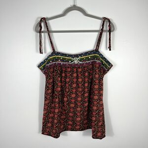 Old Navy Tank Top Womens XL Brown Y2K Hippy Boho Embellished Beaded Fairy Surf